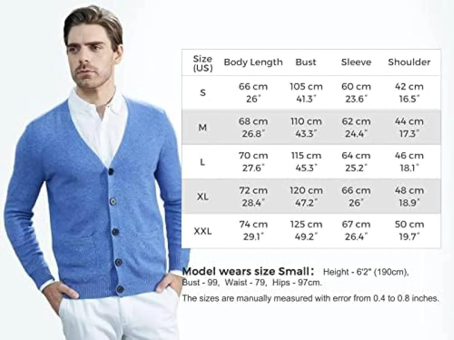 Men's V-Neck Cardiagn Sweater Wool Fall Winter Warm Soft Knitted Pullover Long Sleeve Sweater,Tan,Medium