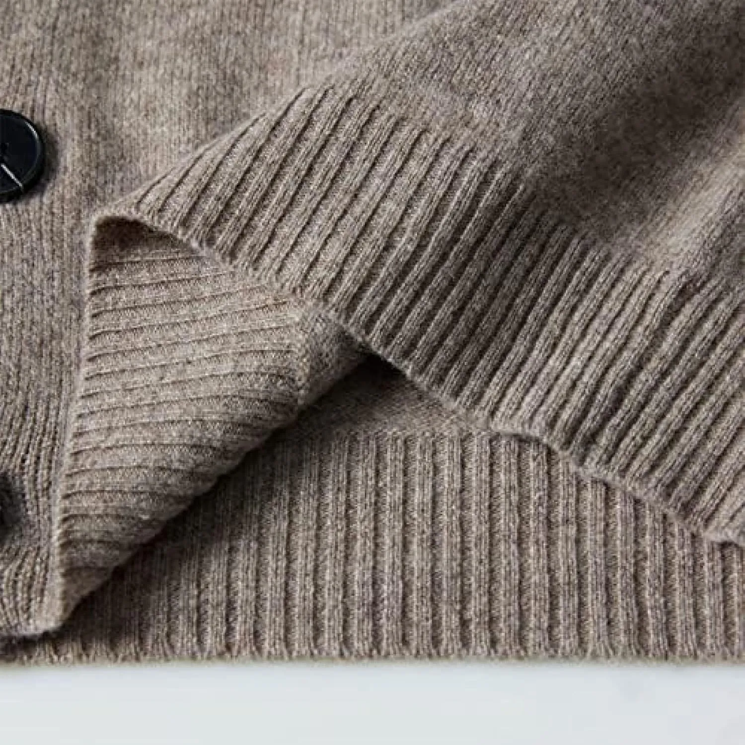 Men's V-Neck Cardiagn Sweater Wool Fall Winter Warm Soft Knitted Pullover Long Sleeve Sweater,Tan,Medium
