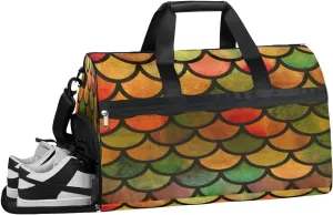 Mermaid Stripe Sports Gym Bag with Wet Pocket & Shoes Compartment Waterproof Workout Duffel Bag for Women and Men Weekender Overnight Duffle Bag Travel Carry-on Tote