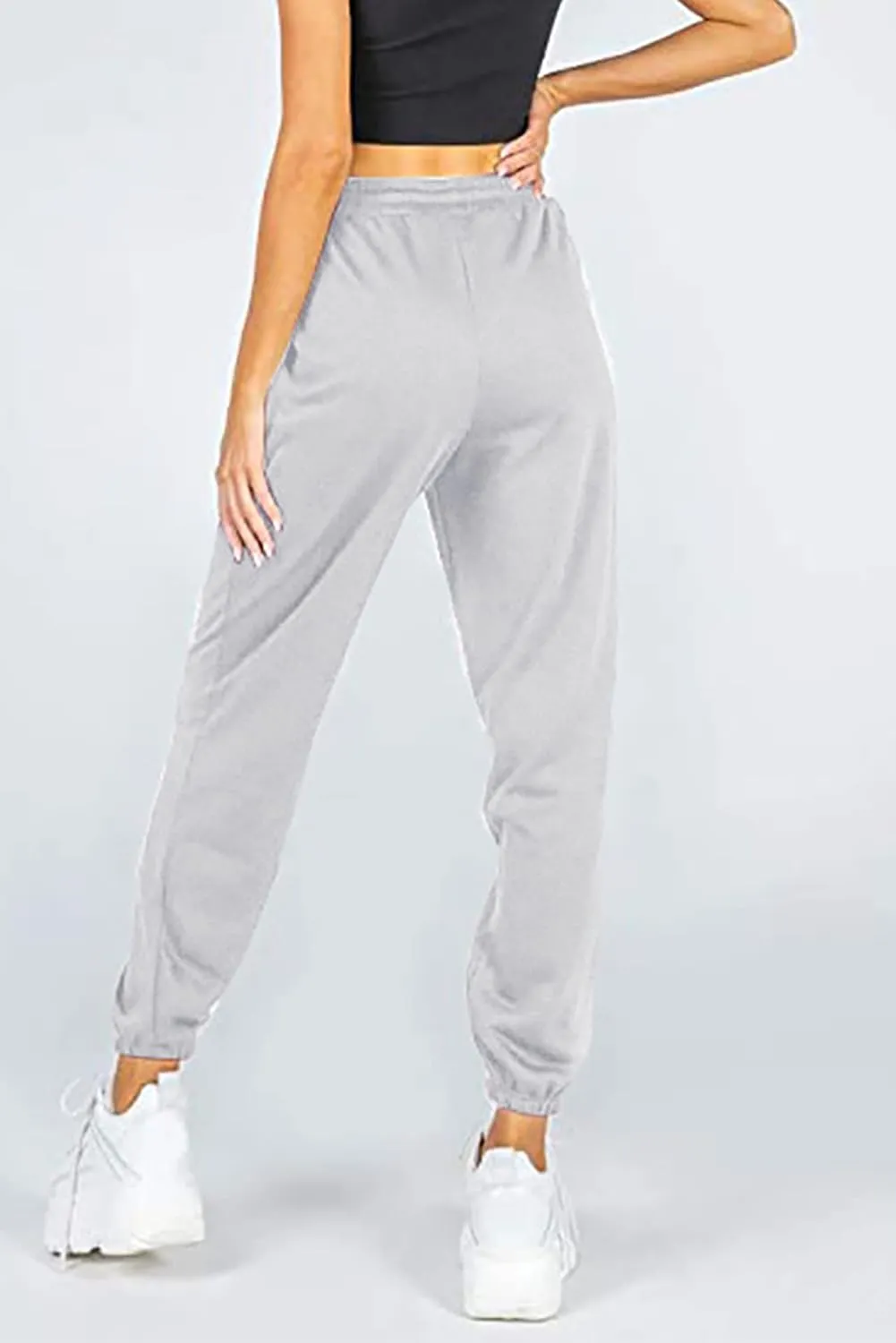 MESLIMA Women's Solid Color Sweatpants Drawstring Jogger Pants Cinch Bottom Casual Elastic Waist Workout Trousers