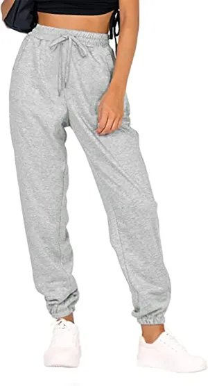 MESLIMA Women's Solid Color Sweatpants Drawstring Jogger Pants Cinch Bottom Casual Elastic Waist Workout Trousers