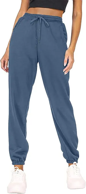 MESLIMA Women's Solid Color Sweatpants Drawstring Jogger Pants Cinch Bottom Casual Elastic Waist Workout Trousers