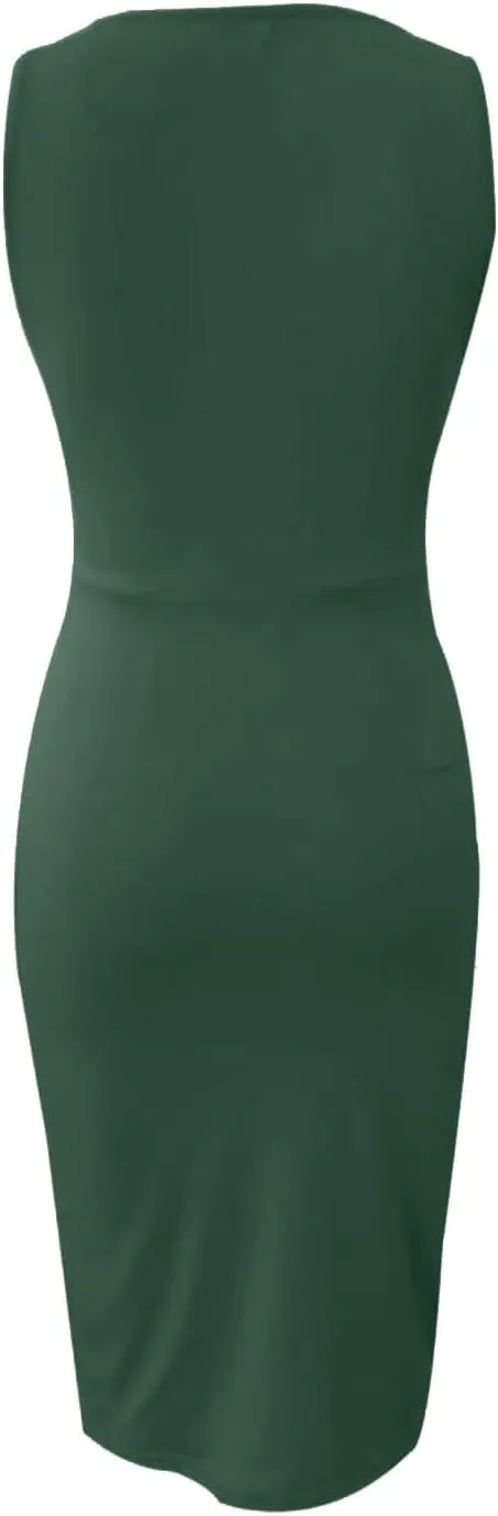 midelxp Cocktail Dresses for Women Elegant Ruched Wrap V Neck Bodycon Dresses Summer Tank Dresses for Wedding Guest 2024