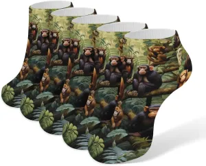 Monkey On The Tree 5 Pairs Low Cut Ankle Socks for Men Women Athletic Running Socks No Show Breathable