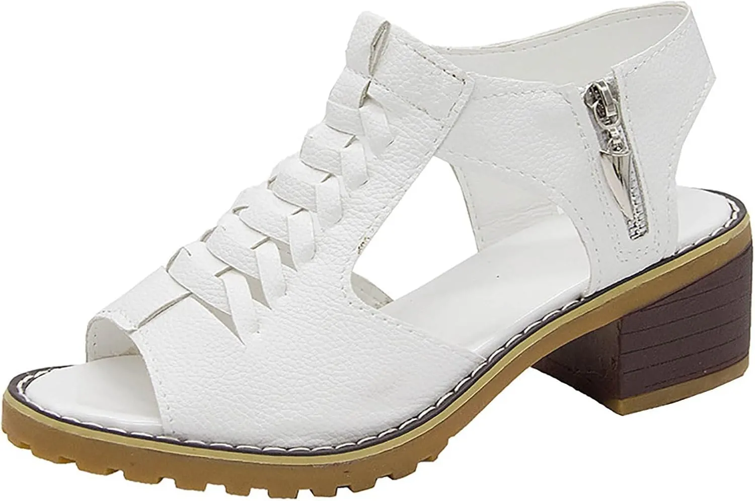 Orthopedic Sandals for Women Casual Fish Mouth WedgeSandals Peep Toe Cutout Zipper Chunky Heeled Sandal Thick Sole Wedge Slippers Comfortable Platform Slip On Shoes
