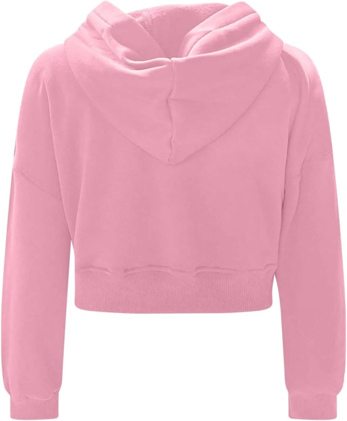 Oversized Half Zipper Cropped Hoodies Sweatshirts for Women2024 Casual V Neck Long Sleeve Solid Color Tunic Tops