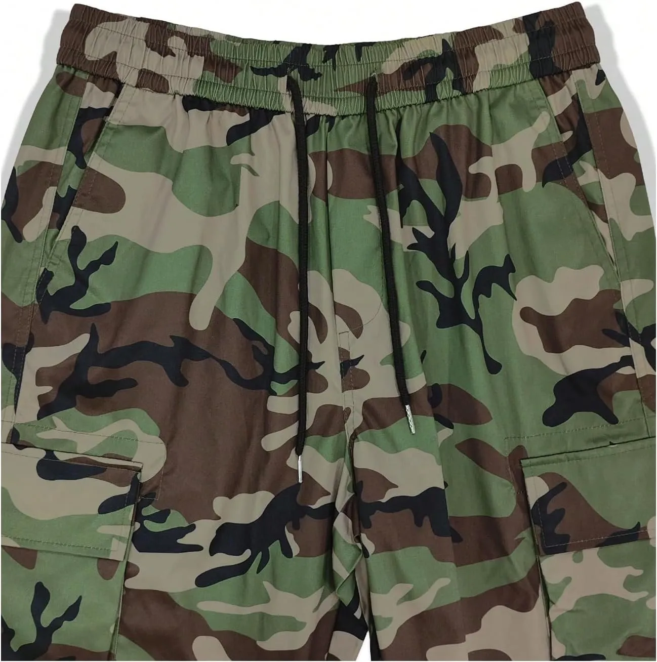 OYOANGLE Men's Camo Print Drawstring Elastic Waist Jogger Pants FLA Pocket Cargo Pants