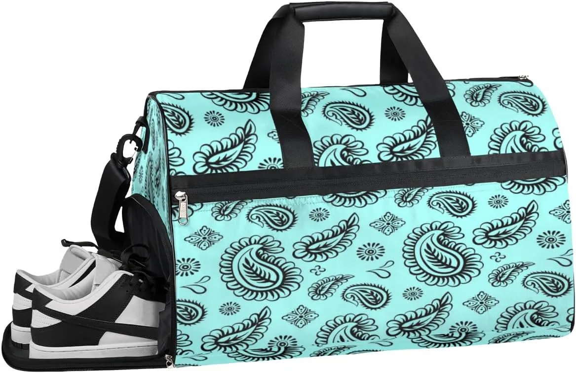 Paisley Tribal Print Sports Gym Bag with Wet Pocket & Shoes Compartment Waterproof Workout Duffel Bag for Women and Men Weekender Overnight Duffle Bag Travel Carry-on Tote