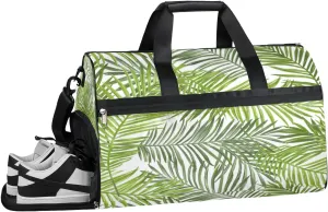 Palm Leaf Pattern Sports Gym Bag with Wet Pocket & Shoes Compartment Waterproof Workout Duffel Bag for Women and Men Weekender Overnight Duffle Bag Travel Carry-on Tote