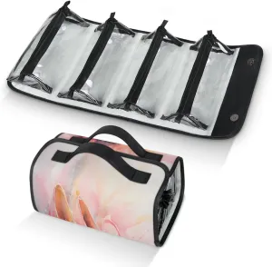 Pardick Dance Shoes Travel Toiletry Bag Clear Cosmetic Bag Organizer Foldable Waterproof Makeup Bags with 4 PVC Pouches Travel Organizer Bags for Luggage Business Trip