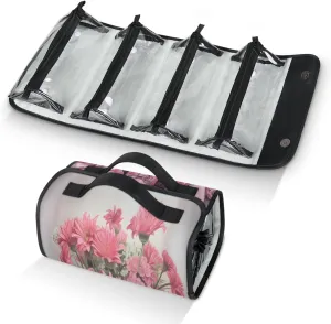 Pardick Flower Dance Shoes Travel Toiletry Bag Clear Cosmetic Bag Organizer Foldable Waterproof Makeup Bags with 4 PVC Pouches Travel Organizer Bags for Luggage Business Trip