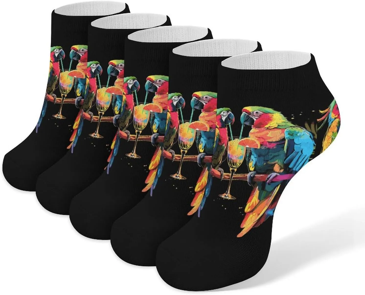 Parrots Drinking 5 Pairs Low Cut Ankle Socks for Men Women Athletic Running Socks No Show Breathable