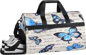 Pattern Butterfly Sports Gym Bag with Wet Pocket & Shoes Compartment Waterproof Workout Duffel Bag for Women and Men Weekender Overnight Duffle Bag Travel Carry-on Tote