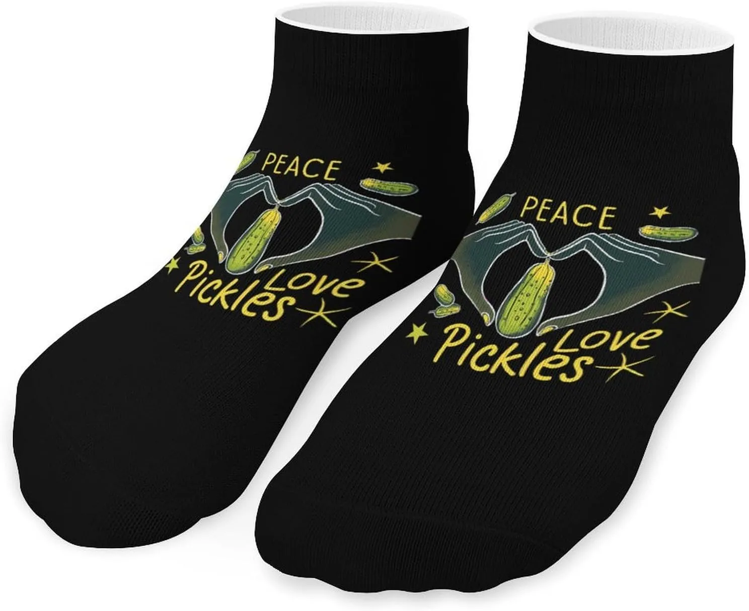 Peace Love Pickles Cute Ankle Socks 1 Pairs Low Cut No Show Sock Breathable Stocking for Men Women