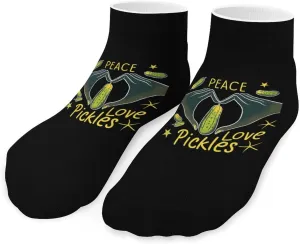 Peace Love Pickles Cute Ankle Socks 1 Pairs Low Cut No Show Sock Breathable Stocking for Men Women