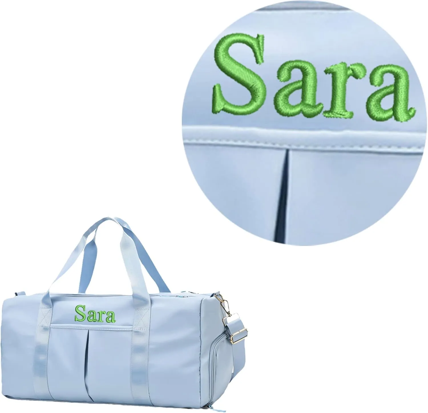 Personalized Duffel Bag Custom Embroidered Gym Bag Travel Sports Duffel Bags with Compartment for Shoes Wet Dry Clothes Weekender Bag Overnight Bag for Women Men