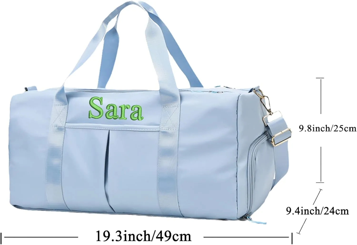 Personalized Duffel Bag Custom Embroidered Gym Bag Travel Sports Duffel Bags with Compartment for Shoes Wet Dry Clothes Weekender Bag Overnight Bag for Women Men