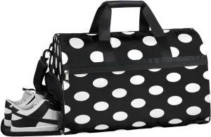 Polka Dot Sports Gym Bag with Wet Pocket & Shoes Compartment Waterproof Workout Duffel Bag for Women and Men Weekender Overnight Duffle Bag Travel Carry-on Tote