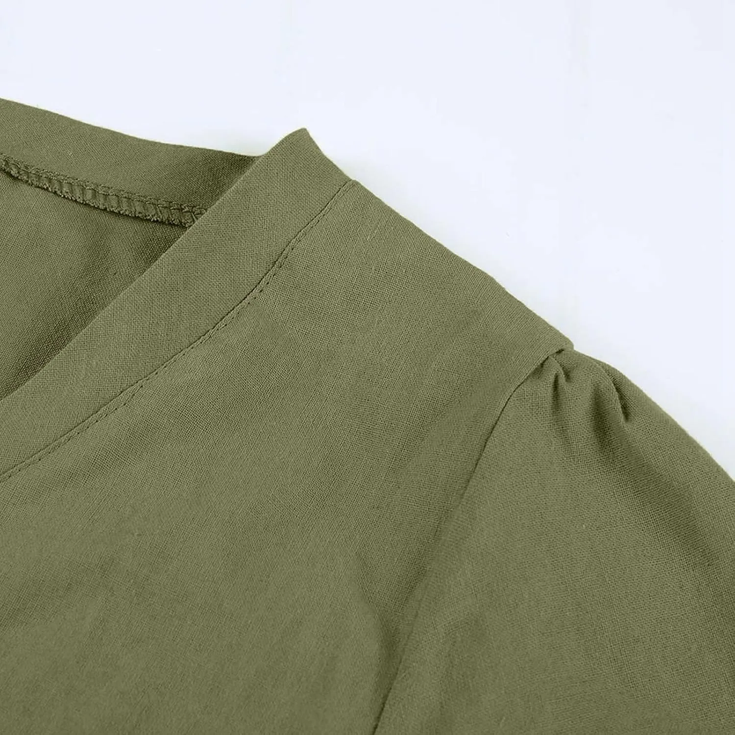 PTOLOCIF Women Cute Cap Sleeve V Neck Dresses Casual Cotton Linen Dress Summer Plain Shift Sundress Knee Length T Shirt Dress
