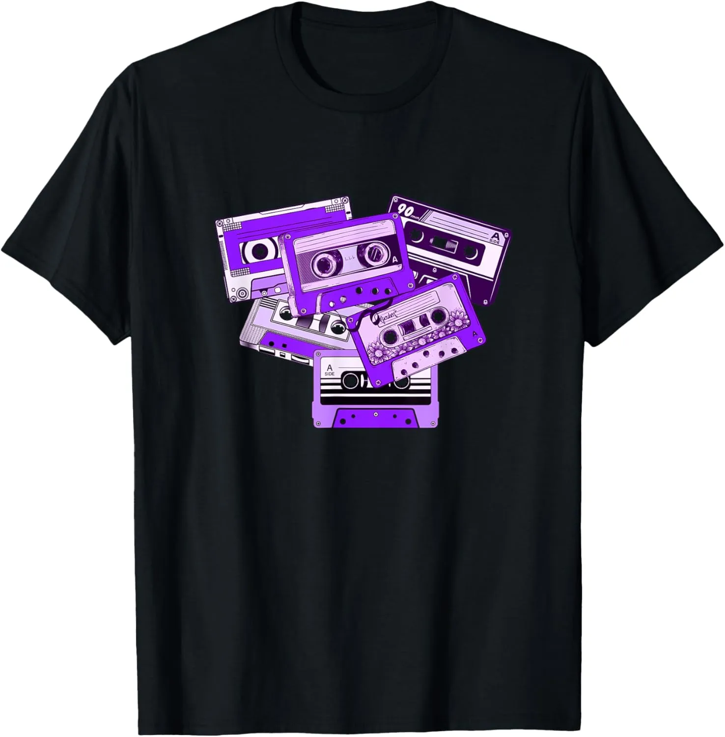 Purple Tape Cassettes Classic Old School Color Graphic T-Shirt
