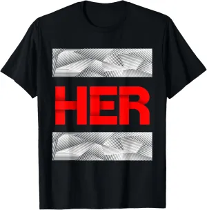 Red & White She Is HER Red & White Color Graphic T-Shirt