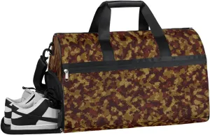 Retro Camouflage Sports Gym Bag with Wet Pocket & Shoes Compartment Waterproof Workout Duffel Bag for Women and Men Weekender Overnight Duffle Bag Travel Carry-on Tote