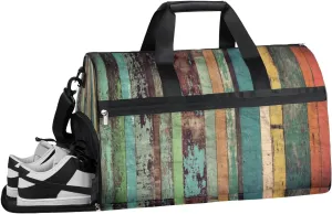 Retro Color Sports Gym Bag with Wet Pocket & Shoes Compartment Waterproof Workout Duffel Bag for Women and Men Weekender Overnight Duffle Bag Travel Carry-on Tote