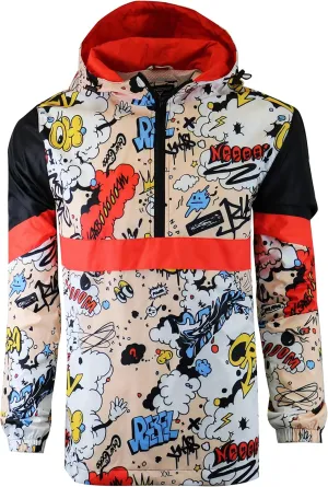 Screenshotbrand Lightweight Hooded Water Resistant Windbreaker - Zip-up Fashion Map Print Rain Jacket