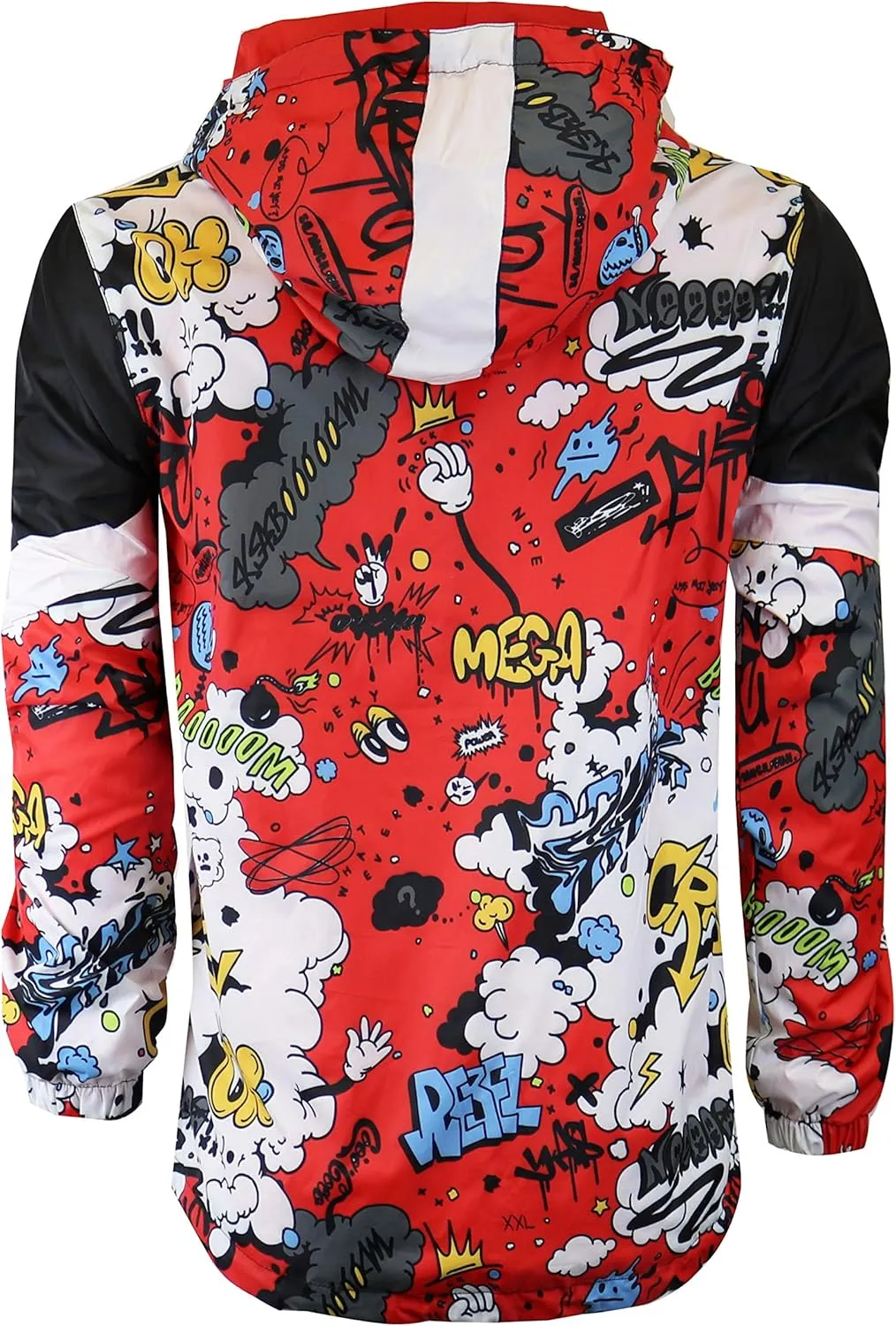 Screenshotbrand Lightweight Hooded Water Resistant Windbreaker - Zip-up Fashion Map Print Rain Jacket