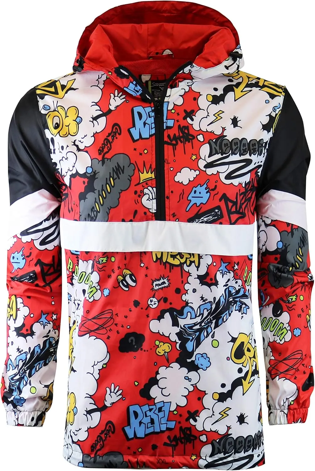 Screenshotbrand Lightweight Hooded Water Resistant Windbreaker - Zip-up Fashion Map Print Rain Jacket