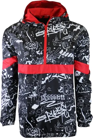 Screenshotbrand Lightweight Hooded Water Resistant Windbreaker - Zip-up Fashion Map Print Rain Jacket