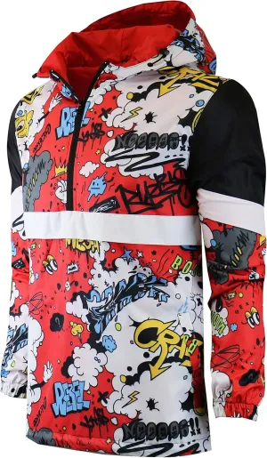 Screenshotbrand Lightweight Hooded Water Resistant Windbreaker - Zip-up Fashion Map Print Rain Jacket