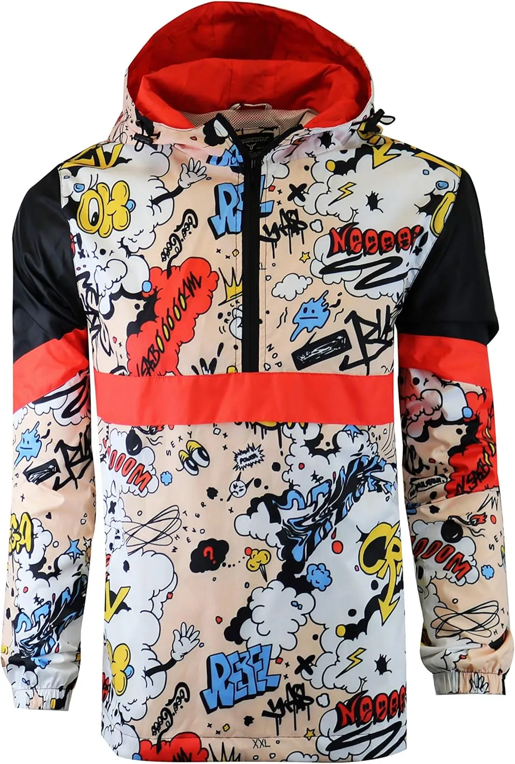Screenshotbrand Lightweight Hooded Water Resistant Windbreaker - Zip-up Fashion Map Print Rain Jacket