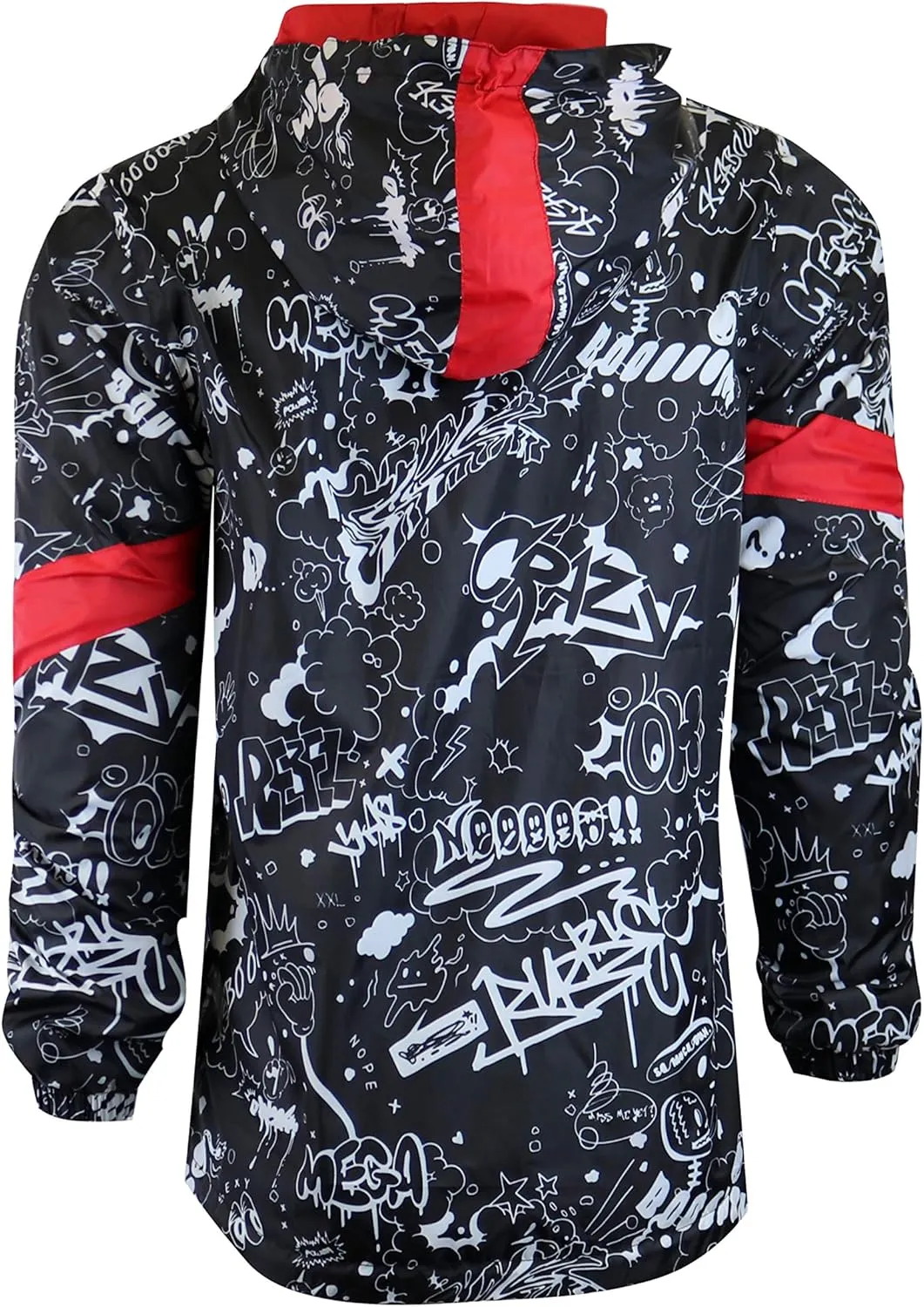 Screenshotbrand Lightweight Hooded Water Resistant Windbreaker - Zip-up Fashion Map Print Rain Jacket