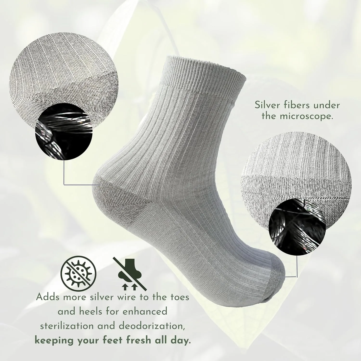 Silver Crew Work Socks for Men Women – Breathable, Moisture-Wicking, Durable Fit, All-Day Comfort