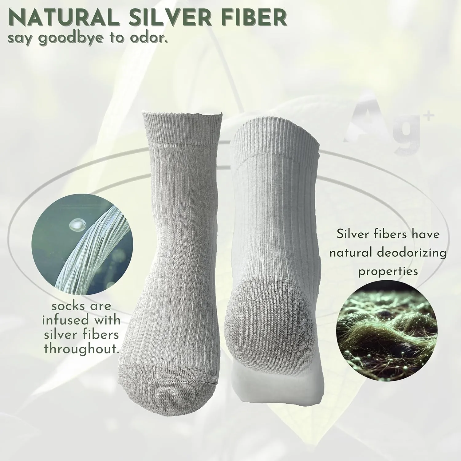 Silver Crew Work Socks for Men Women – Breathable, Moisture-Wicking, Durable Fit, All-Day Comfort