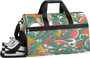 Skeleton Plant Sports Gym Bag with Wet Pocket & Shoes Compartment Waterproof Workout Duffel Bag for Women and Men Weekender Overnight Duffle Bag Travel Carry-on Tote