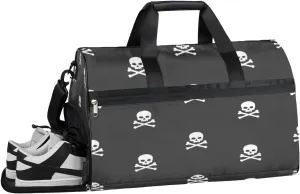 Skeleton Print Sports Gym Bag with Wet Pocket & Shoes Compartment Waterproof Workout Duffel Bag for Women and Men Weekender Overnight Duffle Bag Travel Carry-on Tote