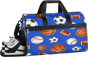 Soccer Ball Pattern Sports Gym Bag with Wet Pocket & Shoes Compartment Waterproof Workout Duffel Bag for Women and Men Weekender Overnight Duffle Bag Travel Carry-on Tote