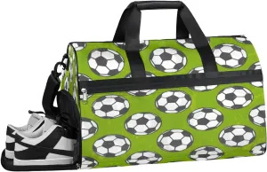 Soccer Patterns Sports Gym Bag with Wet Pocket & Shoes Compartment Waterproof Workout Duffel Bag for Women and Men Weekender Overnight Duffle Bag Travel Carry-on Tote