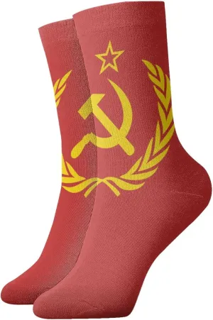 Soviet Union CCCP USSR Emblem Unisex Casual Crew Socks Novelty Athletic Socks Men's Dress Socks Patterned Sock