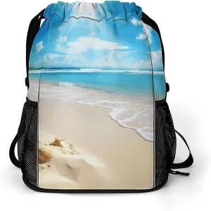 Sports Belt Pocket,Bright Sunshine Summer Beach Drawstring Backpack,drawstring Bag,travel Drawstring Backpack with Side Pocket