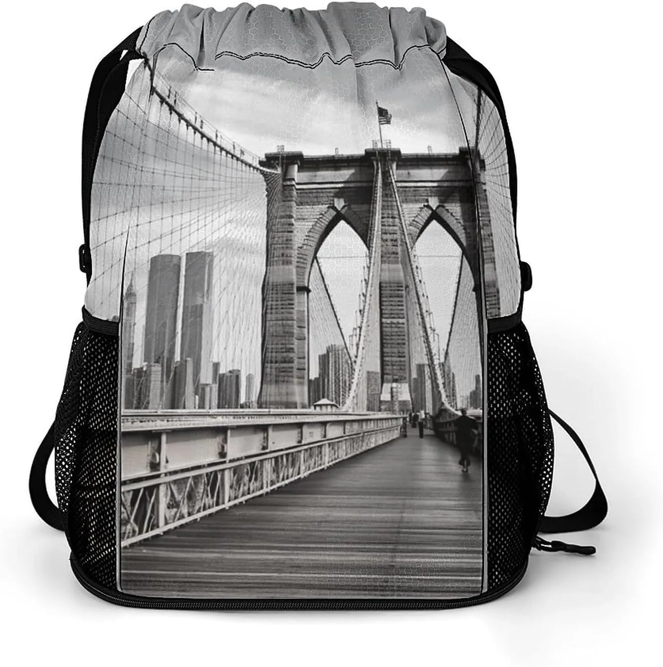 Sports Belt Pocket,Brooklyn Bridge Drawstring Backpack,drawstring Bag,travel Drawstring Backpack with Side Pocket