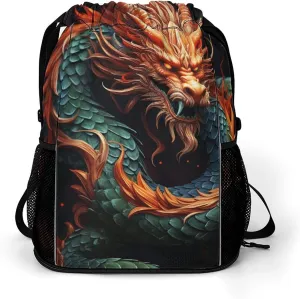 Sports Belt Pocket,Chinese Dragon Drawstring Backpack,drawstring Bag,travel Drawstring Backpack with Side Pocket
