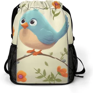 Sports Belt Pocket,Cute Bird Drawstring Backpack,drawstring Bag,travel Drawstring Backpack with Side Pocket