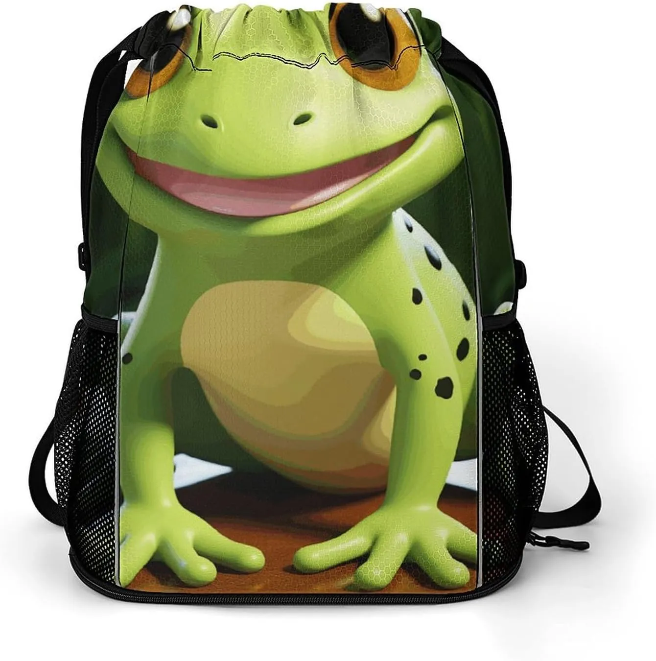 Sports Belt Pocket,Cute Frog Drawstring Backpack,drawstring Bag,travel Drawstring Backpack with Side Pocket