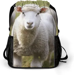 Sports Belt Pocket,Cute Sheep Lamb Drawstring Backpack,drawstring Bag,travel Drawstring Backpack with Side Pocket