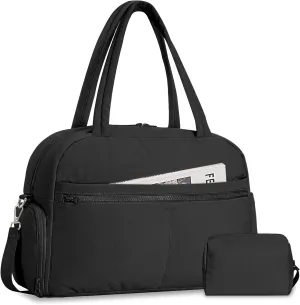 Sports Gym Bag for Women, Lightweight Travel Duffle Bags with Shoe Compartment & Wet Pocket, Weekender Overnight Bag Fitness Workout Bag with Toiletry Bag, P-black, Casual & Fashion