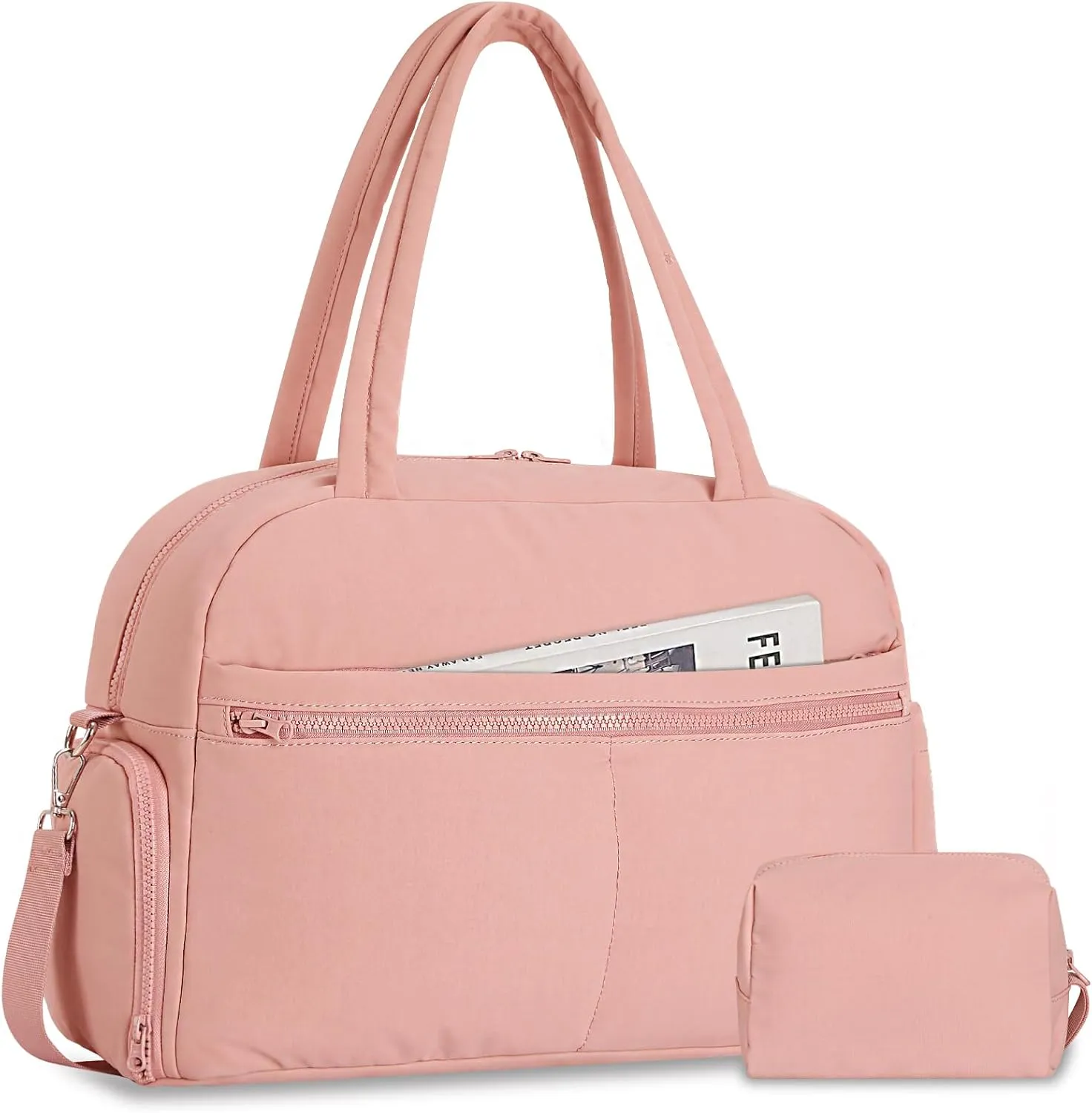 Sports Gym Bag for Women, Lightweight Travel Duffle Bags with Shoe Compartment & Wet Pocket, Weekender Overnight Bag Fitness Workout Bag with Toiletry Bag, P-Pink, Casual & Fashion