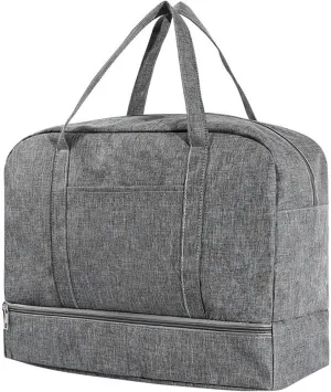 Sports Gym Bag, Waterproof Gym Bag Grey Weekend Bag Portable Travel Duffel Bags for Men and Women Dry Wet Separated Swimming Bag for Travel Gym Yoga